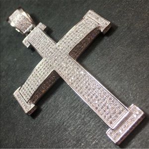 New XLarge handset 6ct cz huge Cross men pendant